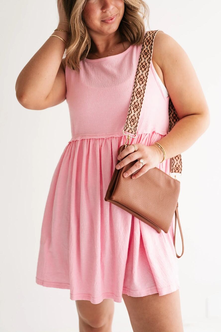 Pink Sleeveless Babydoll Mini Tank Dress